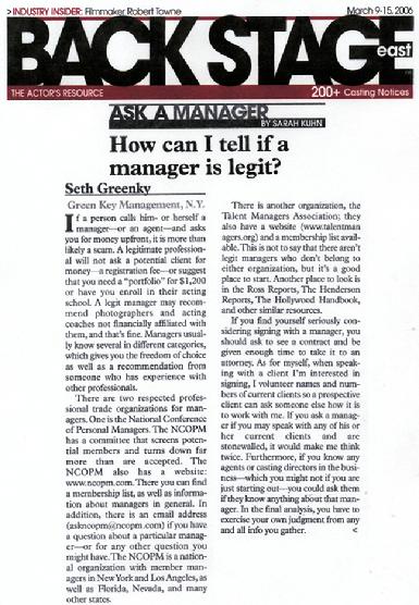 Seth Greenky, Green Key Management, Backstage, Ask A Manager